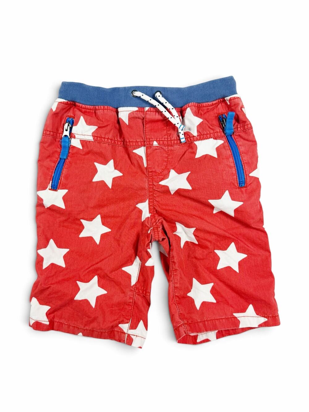 Mini Boden Adventure Shorts Red White Blue Star Print Boys Size 8 year